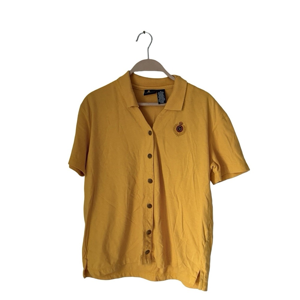 Vintage Liz Sport Polo button shirt sz M Cotton red Yellow womens